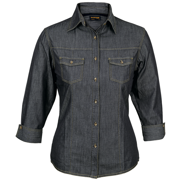Ladies Denver Denim Blouse Black / SML / Regular - Shirts-Corporate