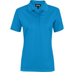 Ladies Exhibit Golf Shirt-L-Aqua-AQ