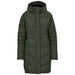 Green knee-length padded ladies winter jacket