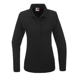 Ladies Long Sleeve Boston Golf Shirt - Black Only-