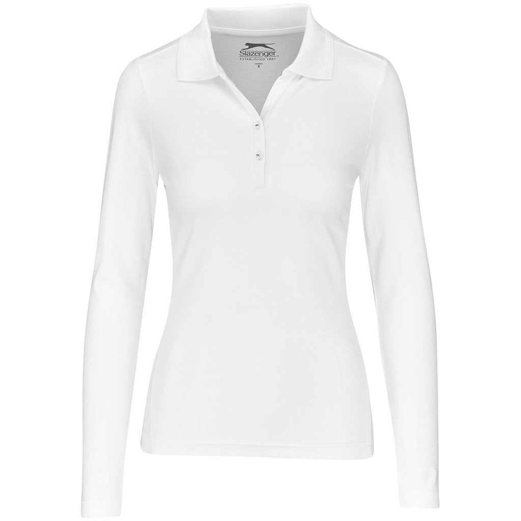 Ladies Long Sleeve Zenith Golf Shirt - Aqua L / White / W