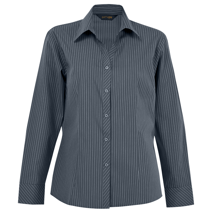 Ladies Quest Long Sleeve Blouse Grey/White / SML / Regular - Shirts-Corporate