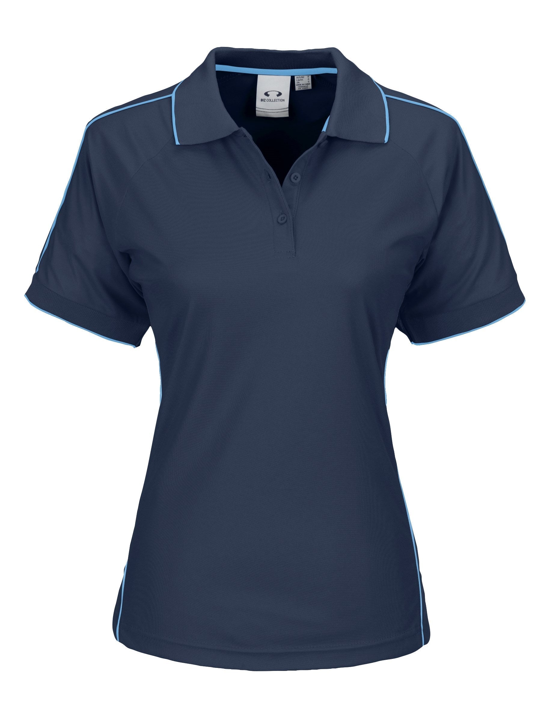 Ladies Resort Golf Shirt - White Only-L-Navy-N