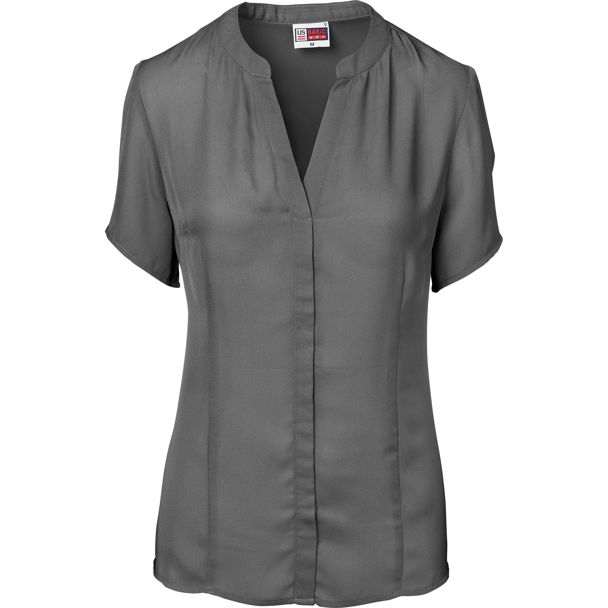 Ladies Short Sleeve Ava Blouse-L-Charcoal-C