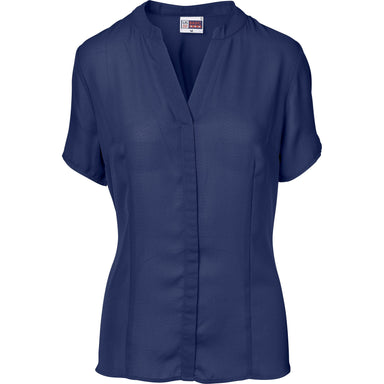 Ladies Short Sleeve Ava Blouse L / Navy / N