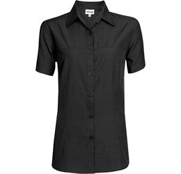 Ladies Short Sleeve Empire Shirt-L-Black-BL