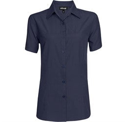 Ladies Short Sleeve Empire Shirt-L-Navy-N