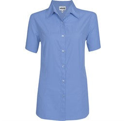 Ladies Short Sleeve Empire Shirt-L-Sky Blue-SB