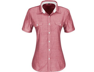 Ladies Short Sleeve Windsor Shirt - Red Only-