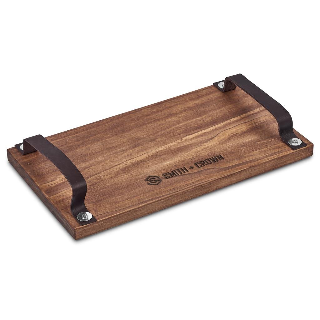 Large Farm Style Wooden Tray with Leather Straps NATURAL - Kitchen,Home and Living