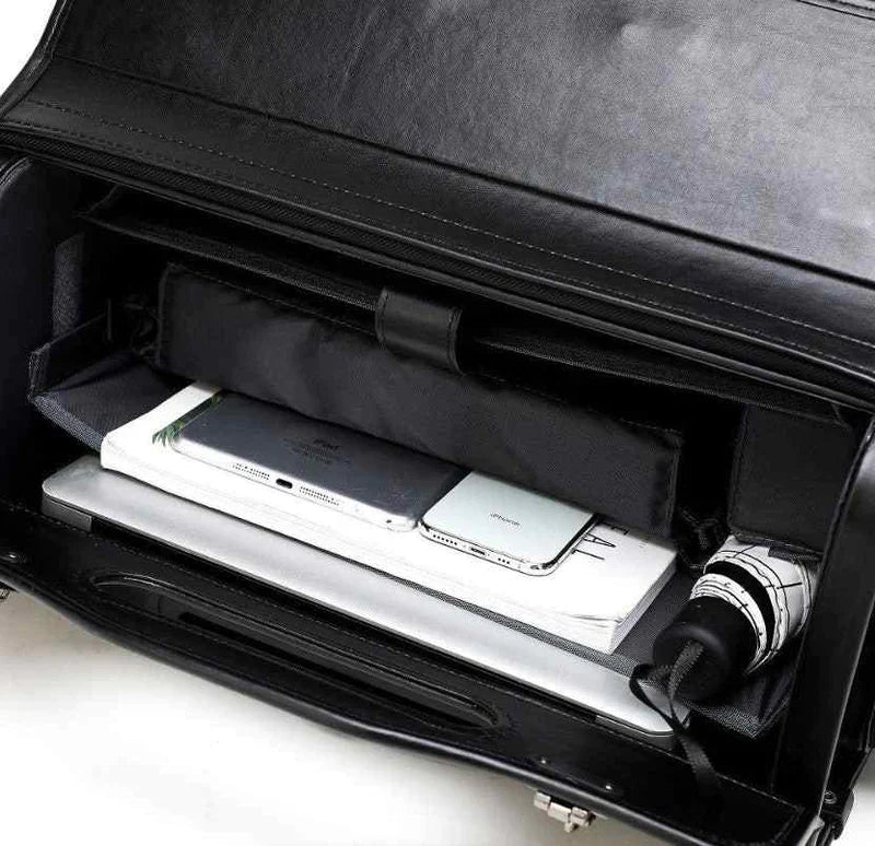 Leather Laptop Pilot Case with Wheels - Bags