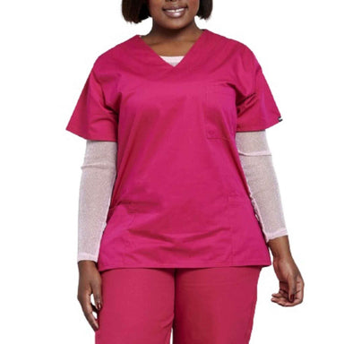 Front View Raspberry Coloured Light Scrub Set