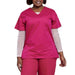 Front View Raspberry Coloured Light Scrub Set