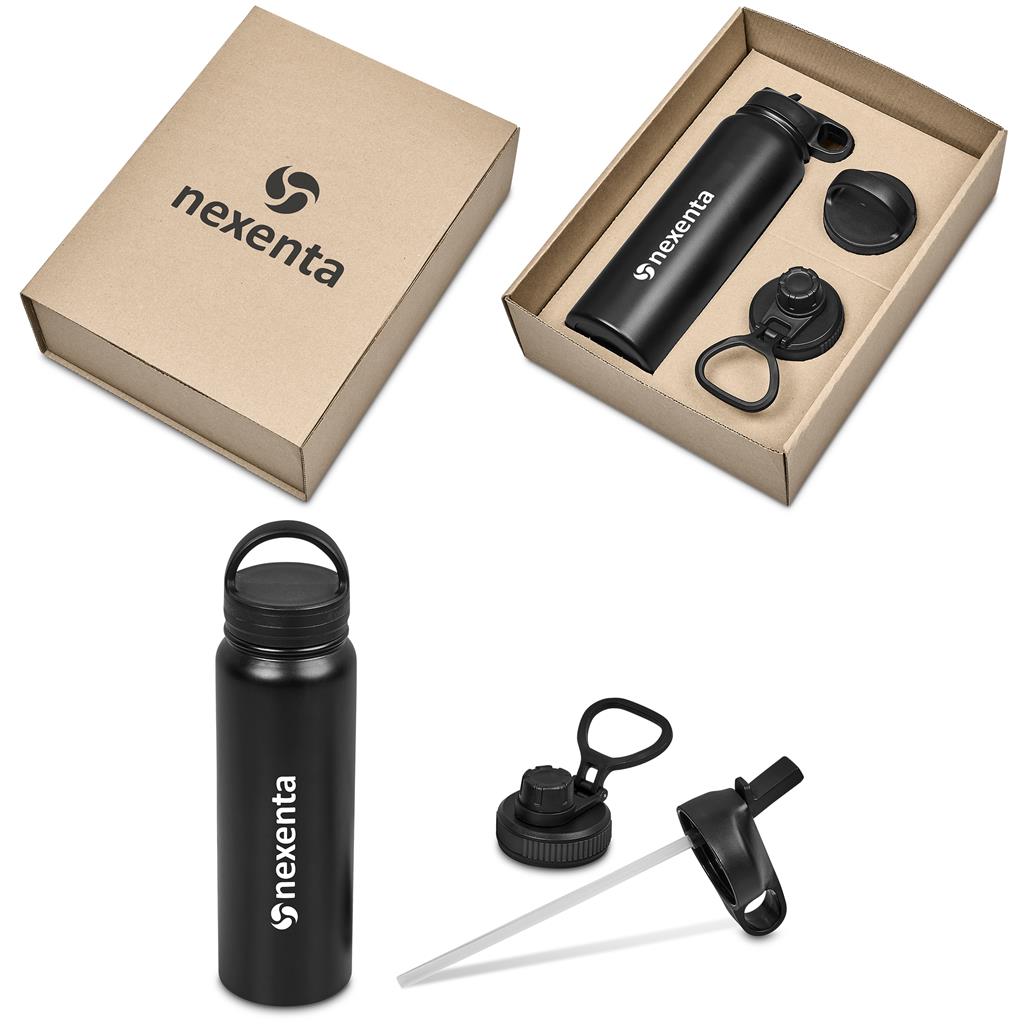 Madeira Exchangeable Lids Bottle Gift Set BLACK - Sets,Drinkware Sets