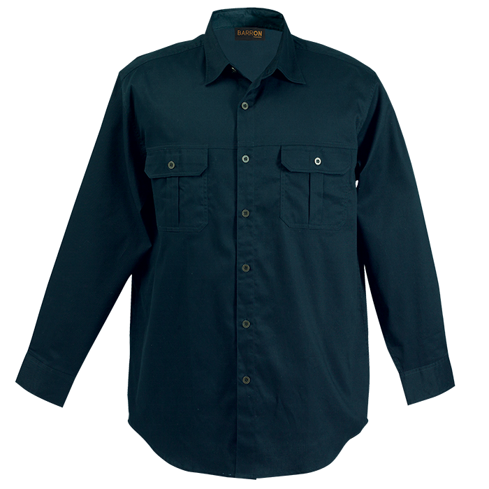 Mens Bush Shirt Long Sleeve Navy / SML / Regular - 