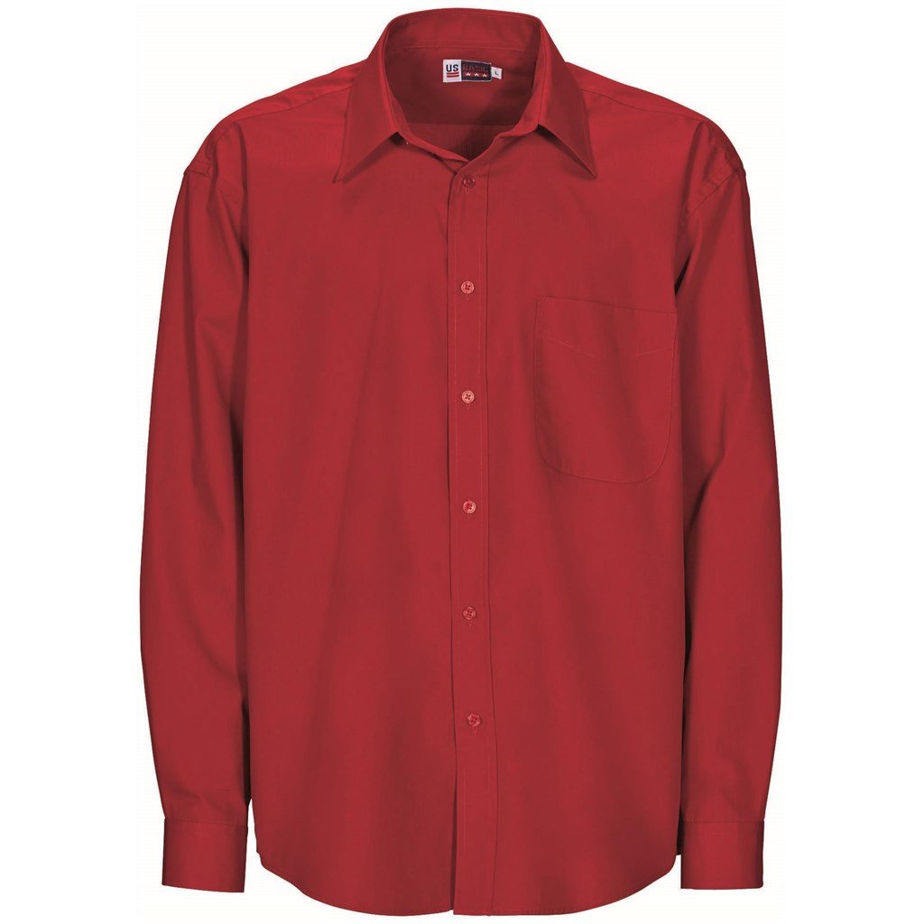 Mens Long Sleeve Washington Shirt - Red L / R