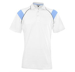 Mens Score Golf Shirt - White Light Blue Only-
