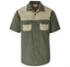 Mens Short Sleeve Serengeti 2-Tone Bush Shirt-L-Military Green-MG