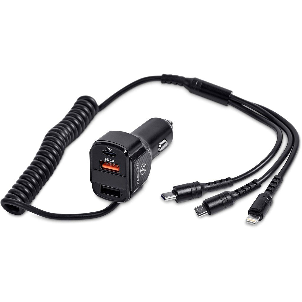 Monza 3-in-1 Fast Car Charger BLACK - On the Road,Chargers and Adaptors,Travel Essentials,Technology