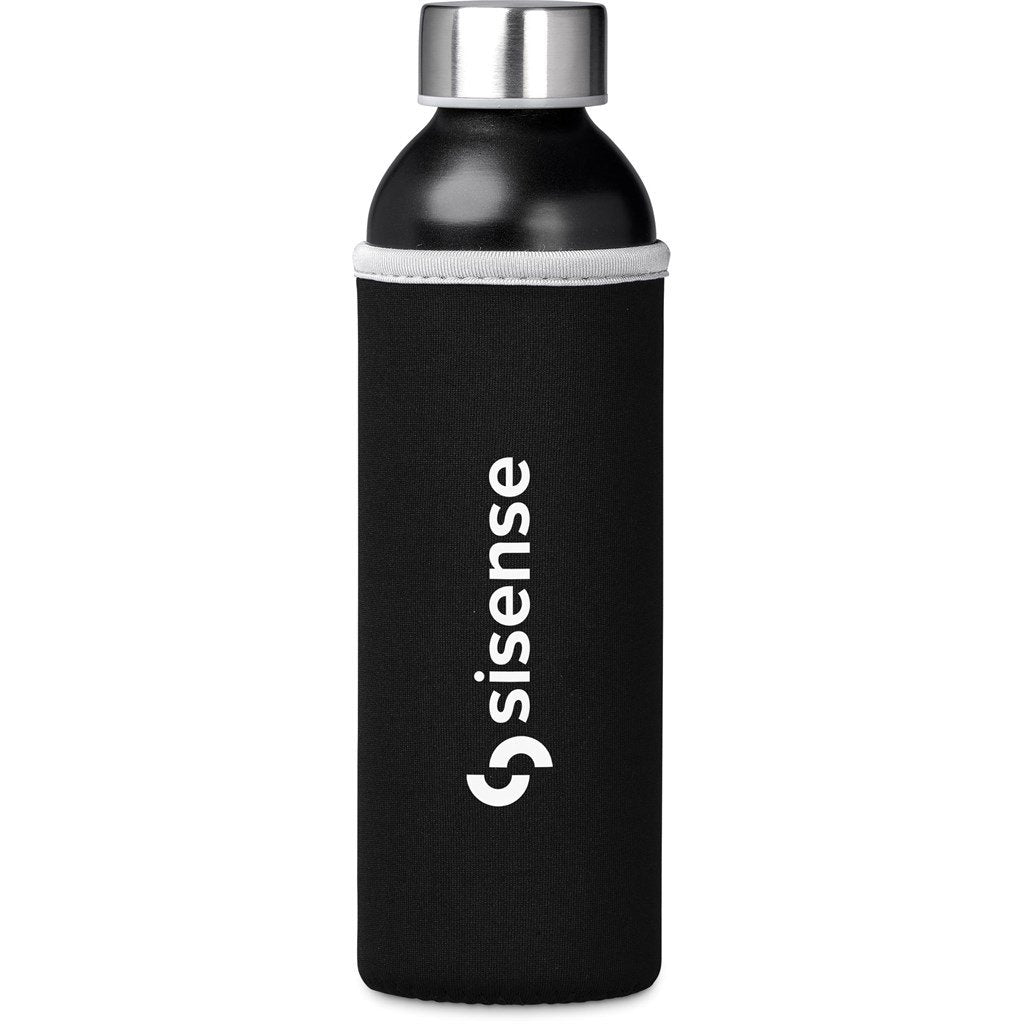 Nostro Recycled Aluminium Water Bottle - 650ml BLACK - Bottles,Drinkware,Recycled Drinkware