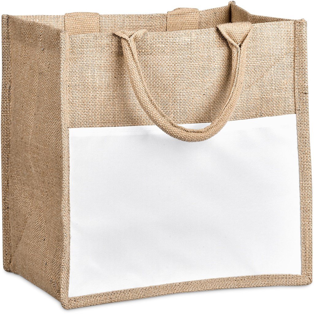 Nuri Sublimated Pocket Jute Tote NATURAL - Eco-Friendly Bags,Shoppers and Totes,Jute Products,Bags,Custom Shopper Bags,Custom Bags
