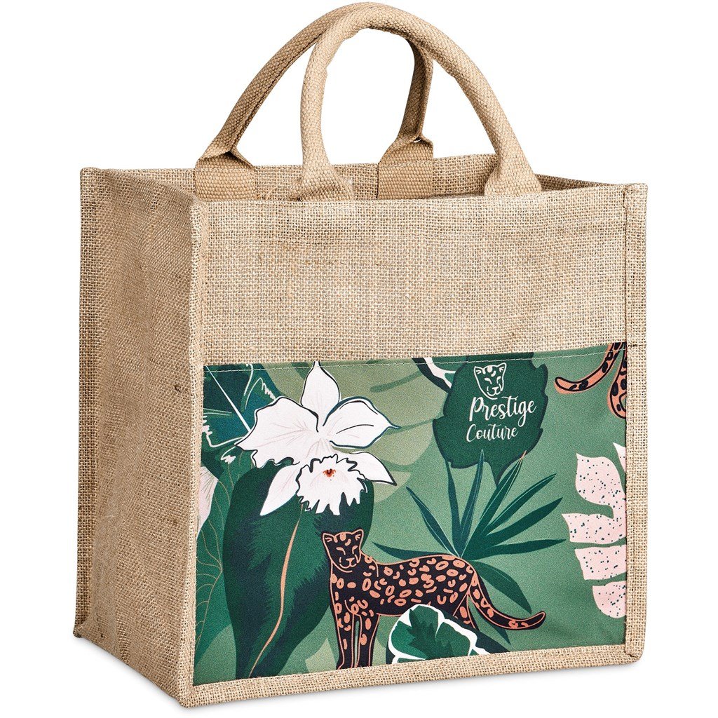 Nuri Sublimated Pocket Jute Tote NATURAL - Eco-Friendly Bags,Shoppers and Totes,Jute Products,Bags,Custom Shopper Bags,Custom Bags