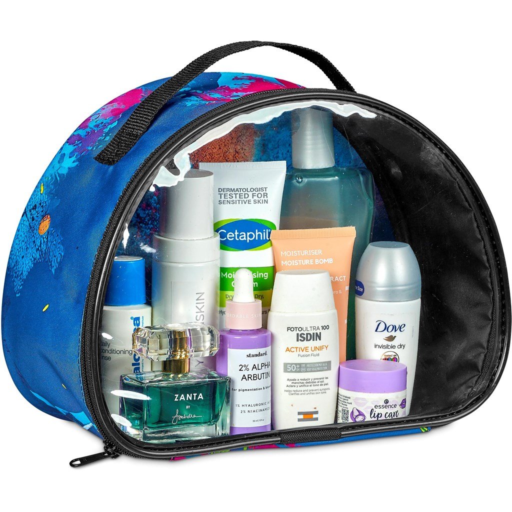 Pre-Printed Sample Custom Aloe Toiletry Bag With PVC Front Window BLACK - and Cosmetic Bags