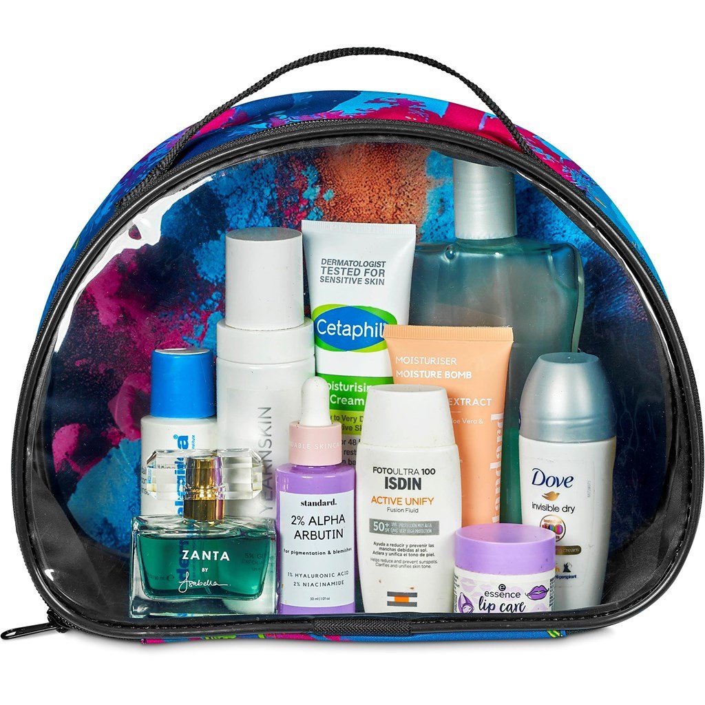 Pre-Printed Sample Custom Aloe Toiletry Bag With PVC Front Window BLACK - and Cosmetic Bags