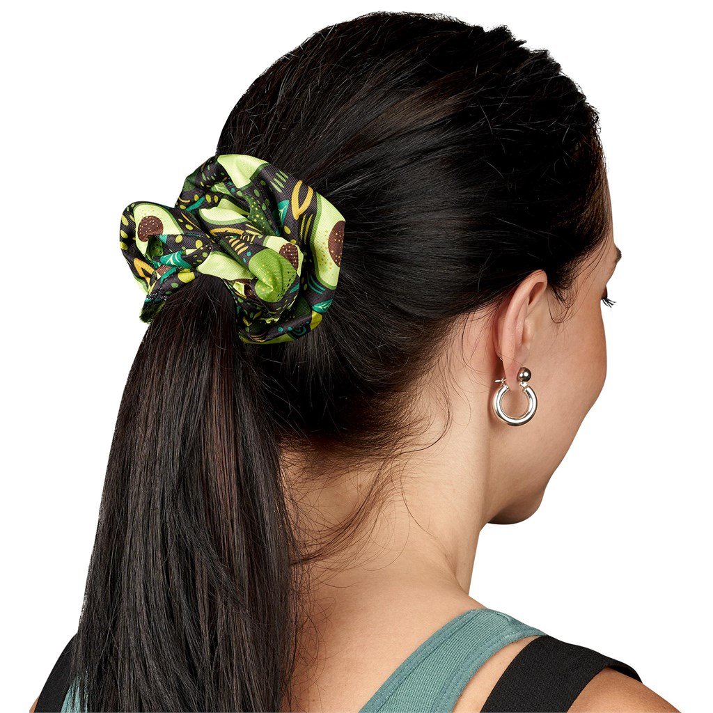 Pre-Printed Sample Custom Botanic Polyester Hair Scrunchie BLACK - Personal Care and Pamper Gifts