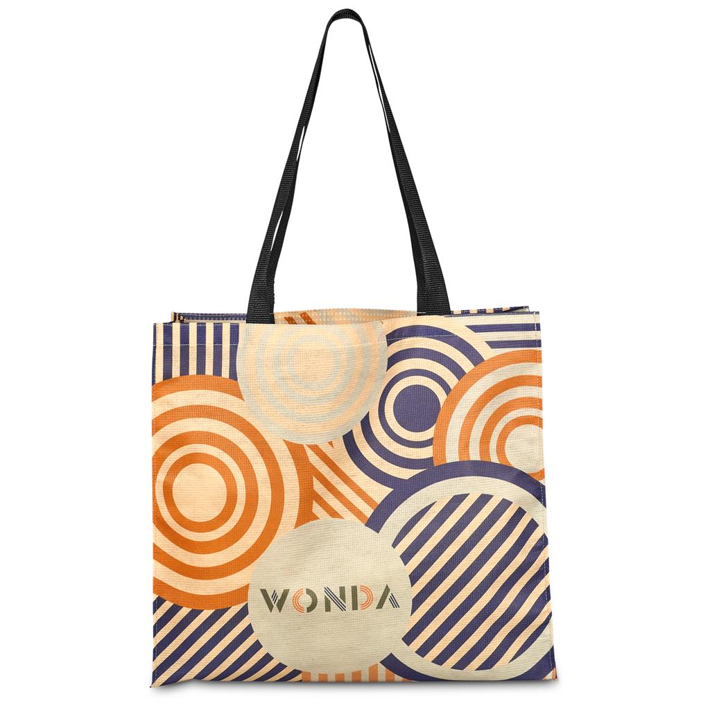 Pre-Printed Sample Custom Footloose RPET Stitch-Bond Shopper BLACK - and Tote Bags