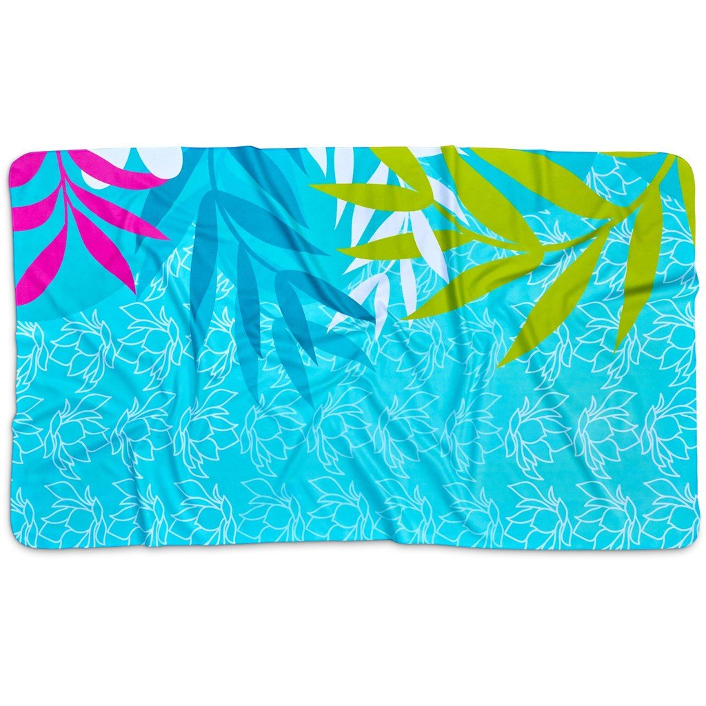 Pre-Printed Sample Custom Hula Beach Towel - Double-Sided Branding SOLID WHITE - and Outdoor
