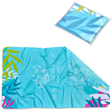 Pre-Printed Sample Custom Hula Beach Towel - Double-Sided Branding SOLID WHITE - and Outdoor