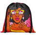 Pre-Printed Sample Custom Indian Midi Polyester Drawstring Pouch BLACK - Bags and Backpacks