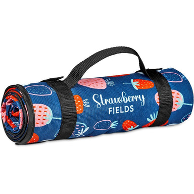 Pre-Printed Sample Custom Ivory Recycled PET Picnic Mat BLACK - Beach and Outdoor