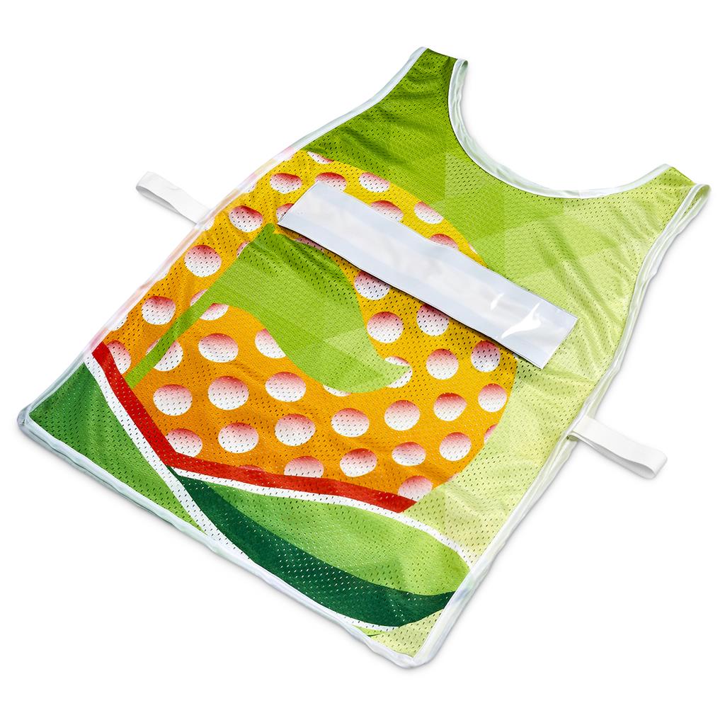 Pre-Printed Sample Custom Jackal Polyester Caddy Bib with PVC Name Sleeve SOLID WHITE - Sports and Fitness