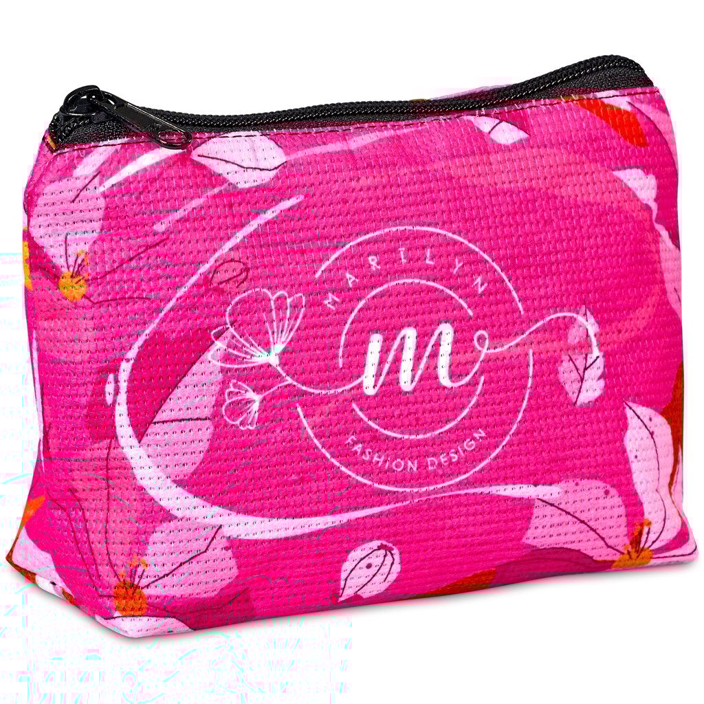 Pre-Printed Sample Custom Leanne Recycled PET Stitch-Bond Mini Toiletry Bag BLACK - and Cosmetic Bags
