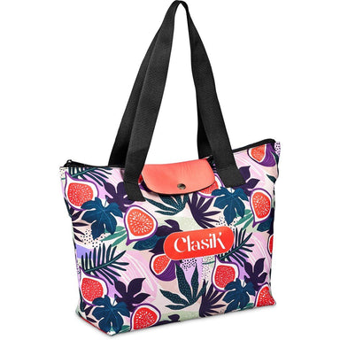 Pre-Printed Sample Custom Rosebank Polyester Roll-Up Tote Bag BLACK - Shopper and Bags