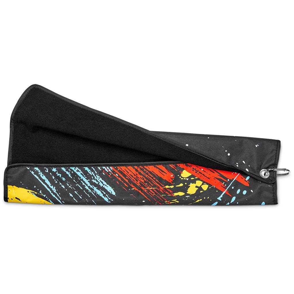 Pre-Printed Sample Custom Xander Golf Towel BLACK - Sports and Fitness