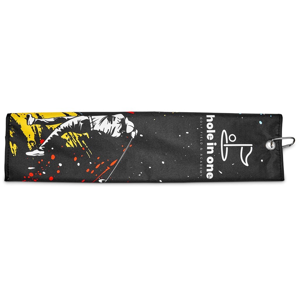 Pre-Printed Sample Custom Xander Golf Towel BLACK - Sports and Fitness