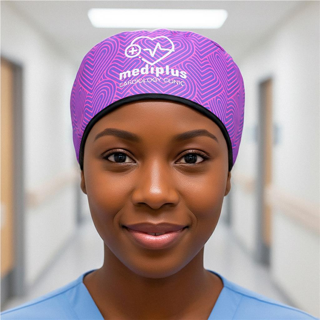 Pre-Production Sample Custom Halo Polyester Nurse Theatre Cap BLACK - Personal Care and Pamper Gifts