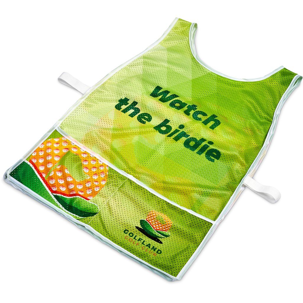 Pre-Production Sample Custom Jackal Polyester Caddy Bib with PVC Name Sleeve SOLID WHITE - Sports and Fitness