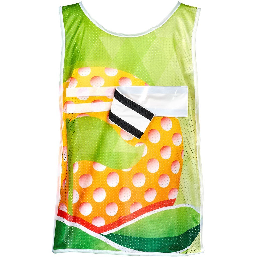 Pre-Production Sample Custom Jackal Polyester Caddy Bib with PVC Name Sleeve SOLID WHITE - Sports and Fitness