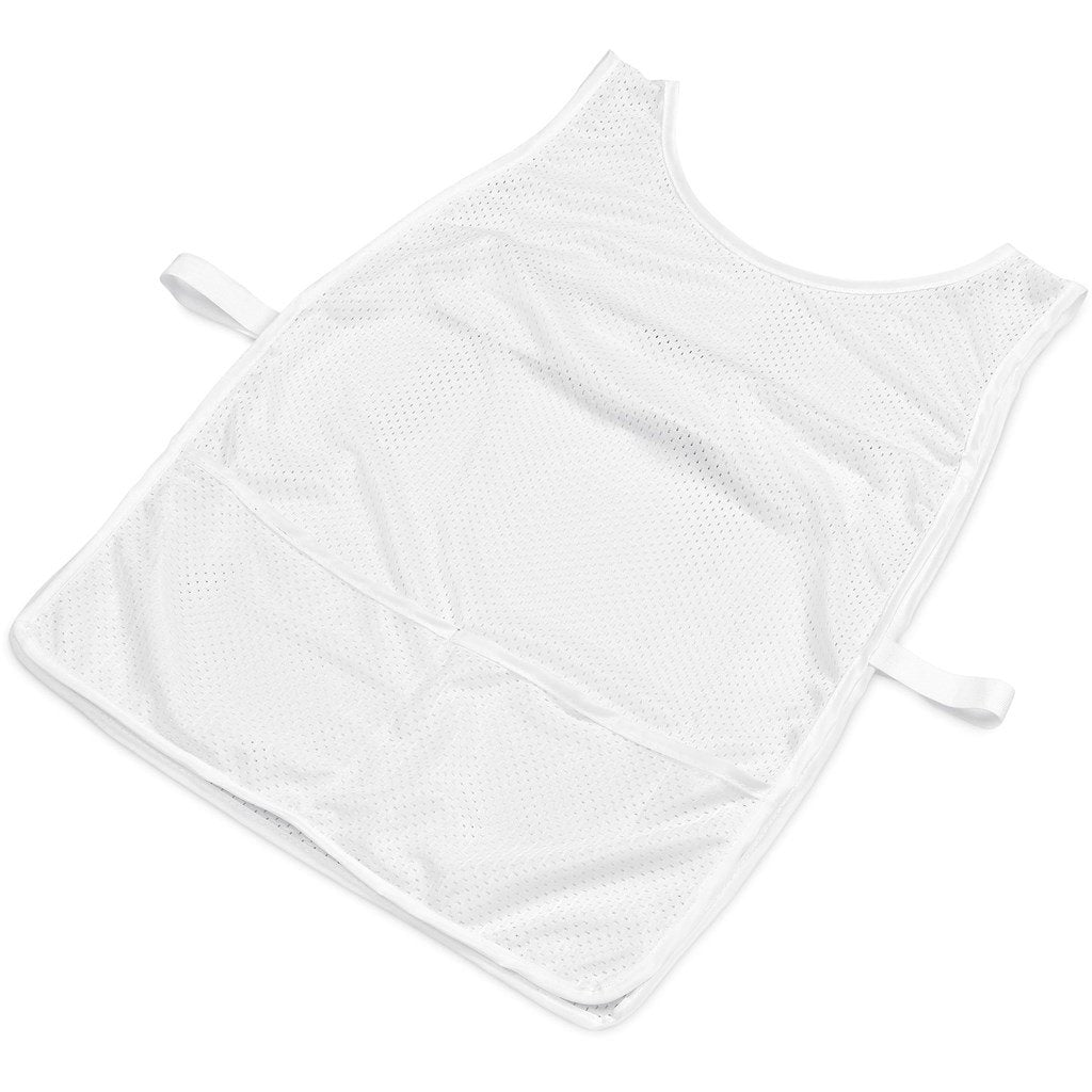 Pre-Production Sample Custom Jackal Polyester Caddy Bib with PVC Name Sleeve SOLID WHITE - Sports and Fitness