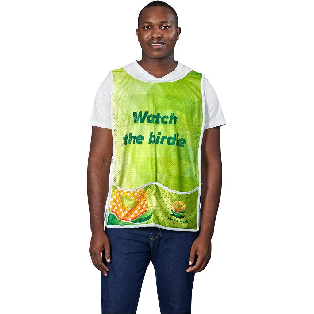 Pre-Production Sample Custom Jackal Polyester Caddy Bib with PVC Name Sleeve SOLID WHITE - Sports and Fitness