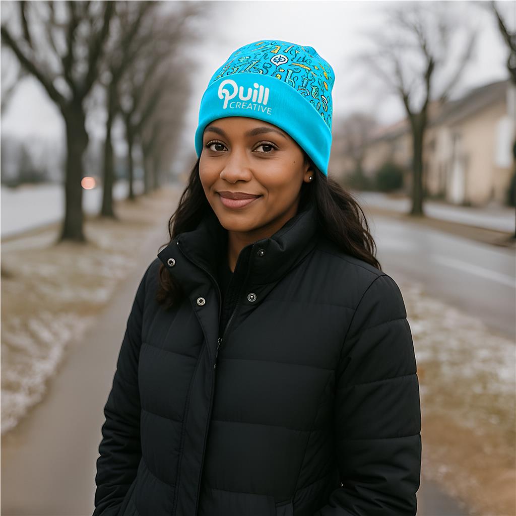 Pre-Production Sample Custom Snowflake Polar Fleece Beanie BLACK - Beanies and Scarves