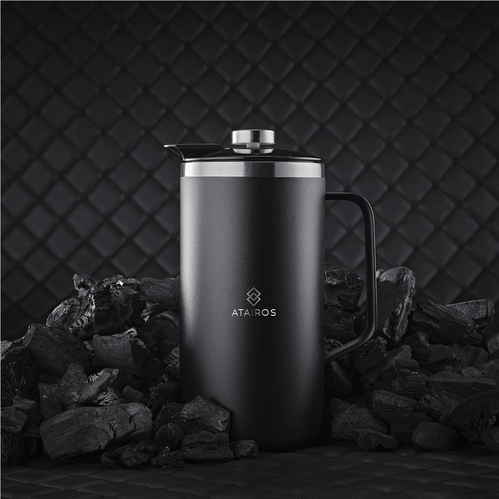 Rostov Stainless Steel Vacuum Coffee Plunger - 950ml BLACK - Coffee,Coffee Plungers,Home and Living