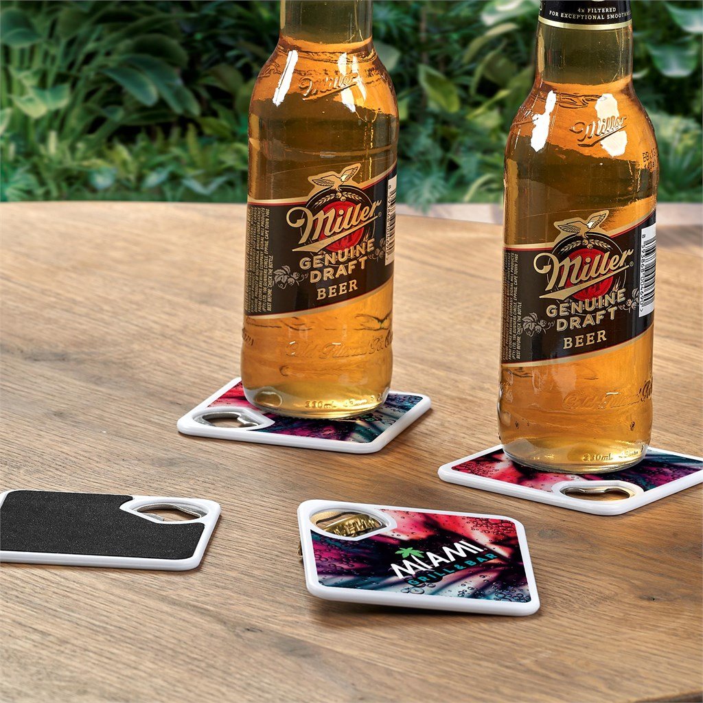 Sela Recycled Plastic Bottle Opener Coaster SOLID WHITE - Promotional Giveaways,Promotional Giveaways,Recycled Home and Living,Recycled