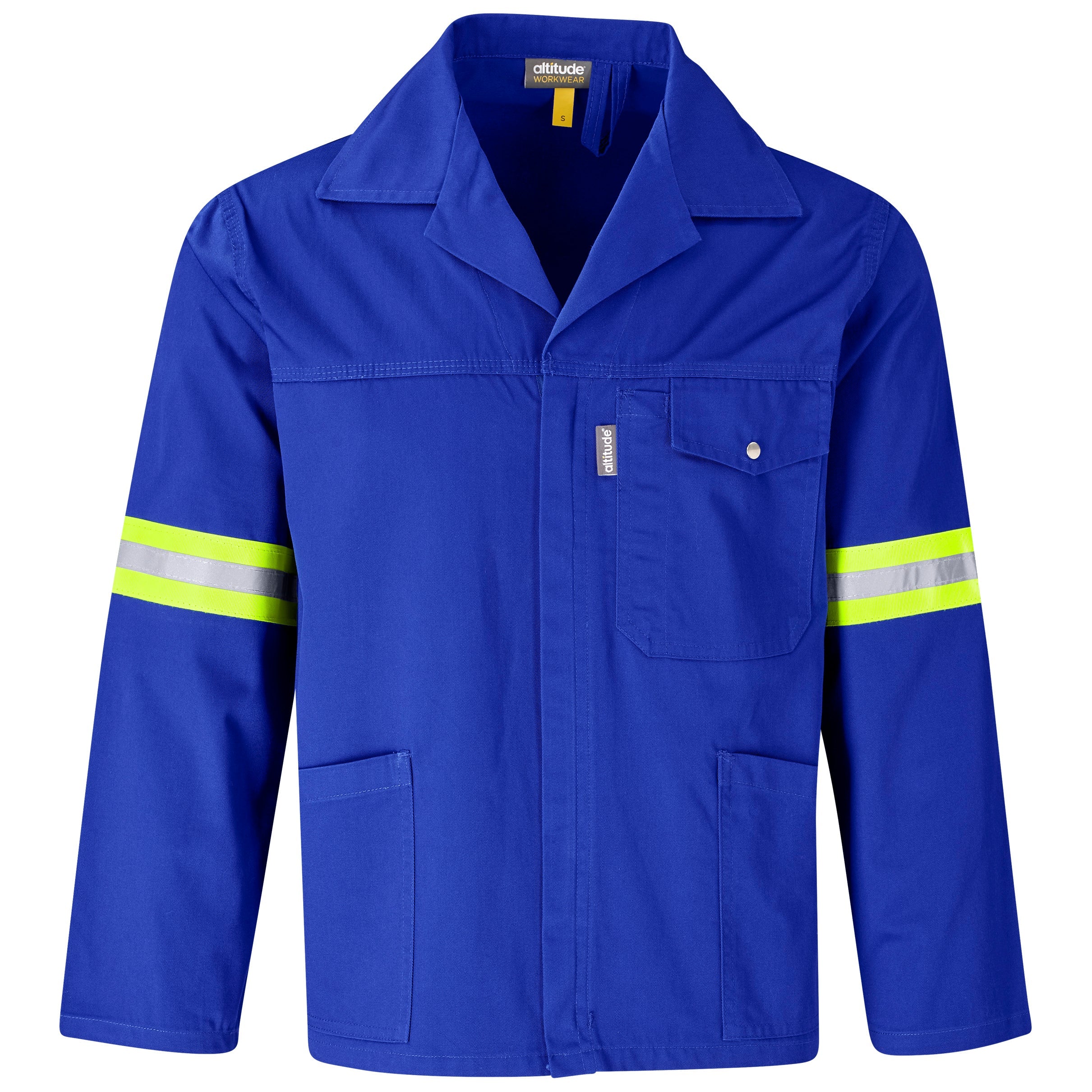 Site Premium Polycotton Jacket - Reflective Arms - Yellow Tape-L-Royal Blue-RB