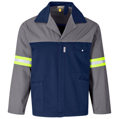 Site Premium Two-Tone Polycotton Jacket - Reflective Arms & Back - Yellow Tape-2XL-Grey-GY