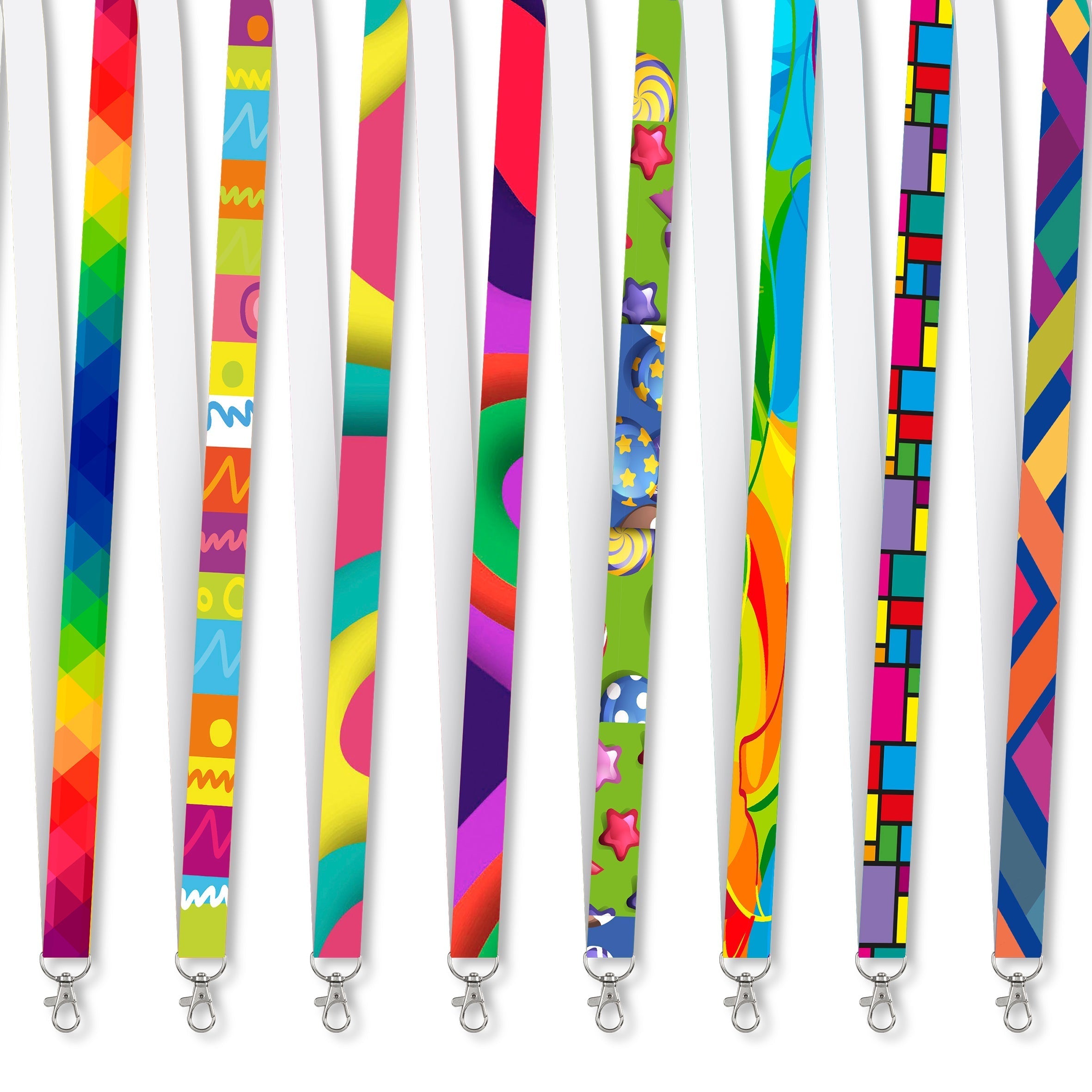 Kaleidoscope Satin Lanyard With Snap Hook Clip (Single-sided) - Lanyards